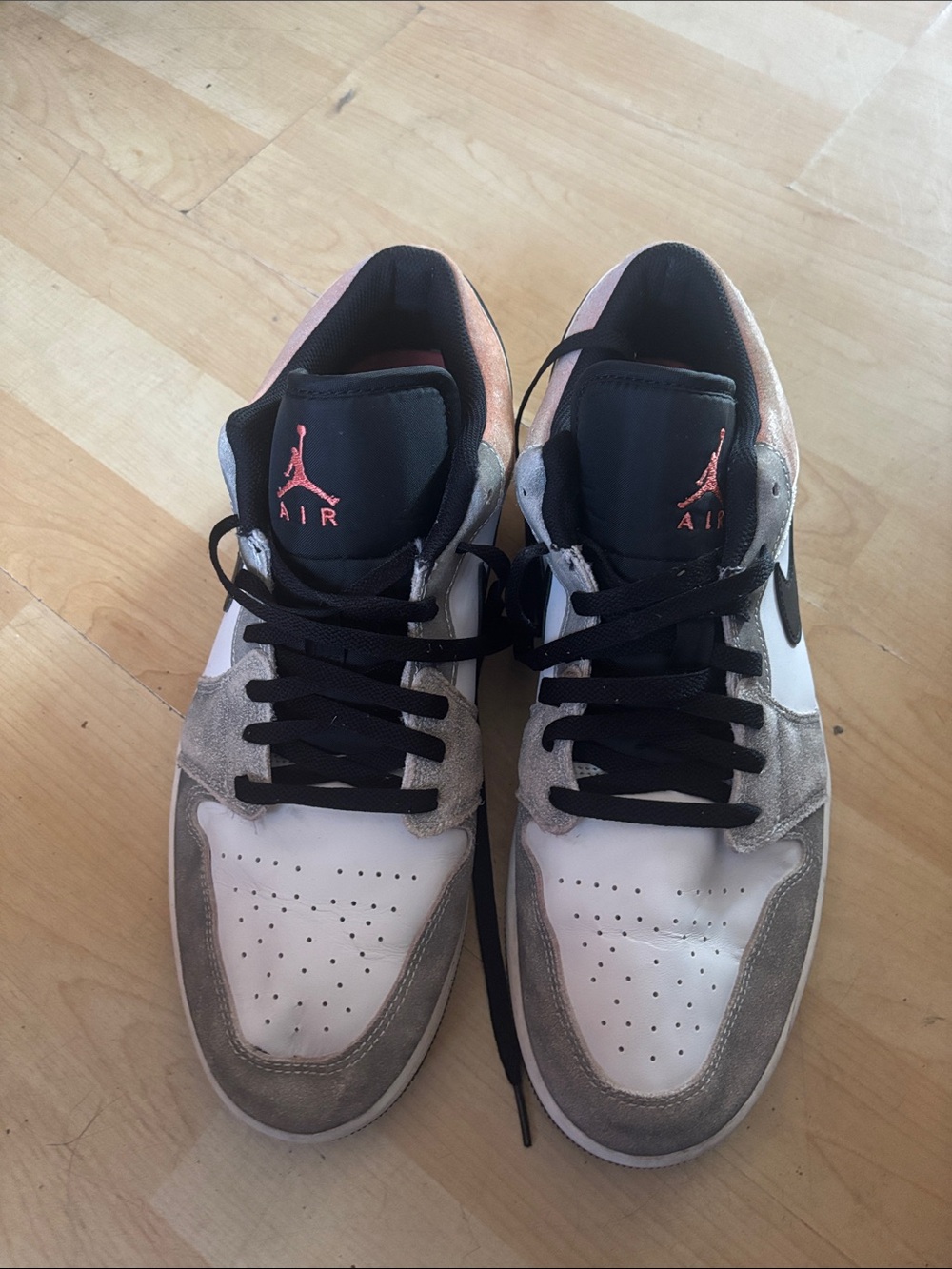 Jordan Low-Top Sneakers in White, Gray & Pink